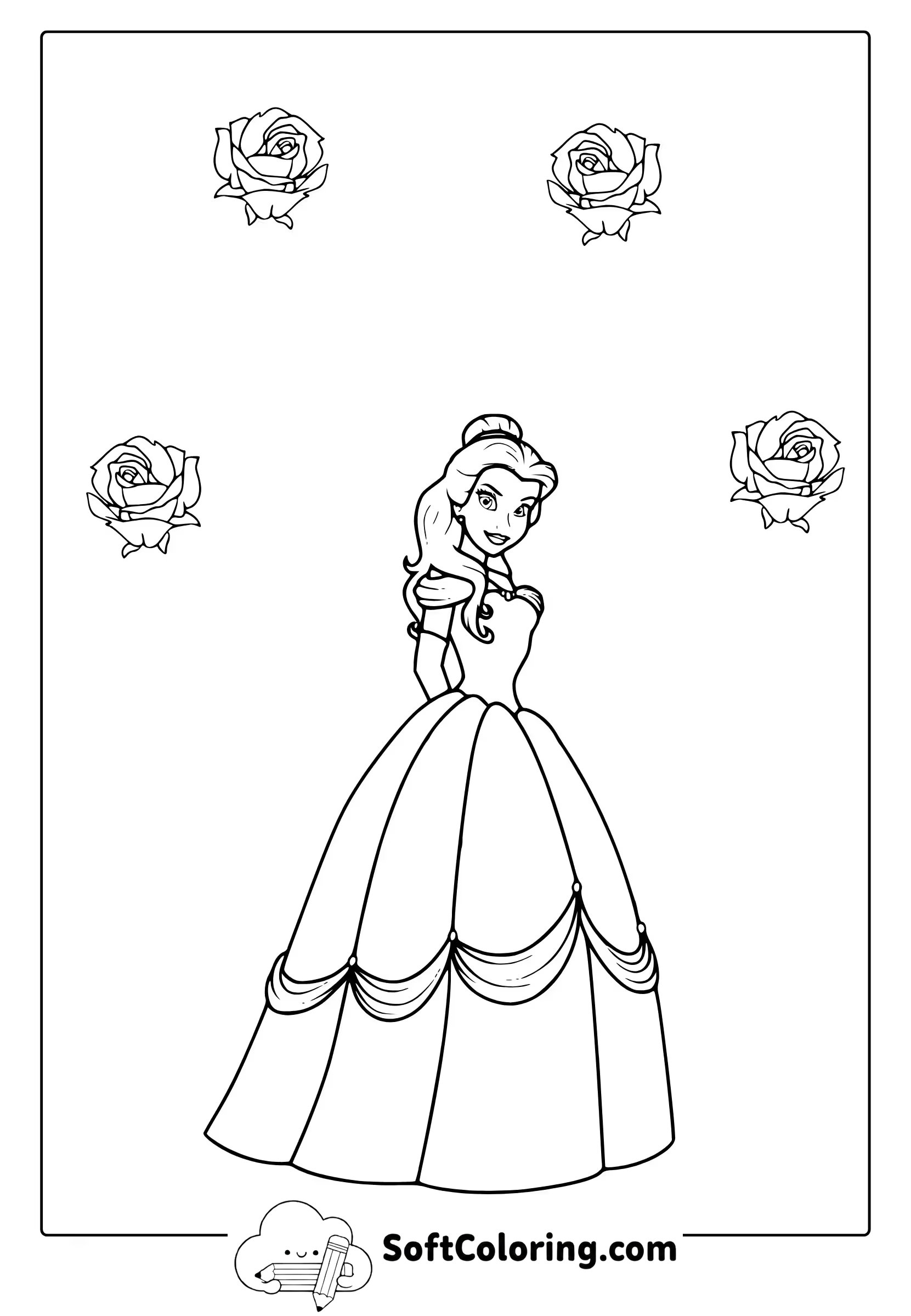 Belle disney princess coloring page