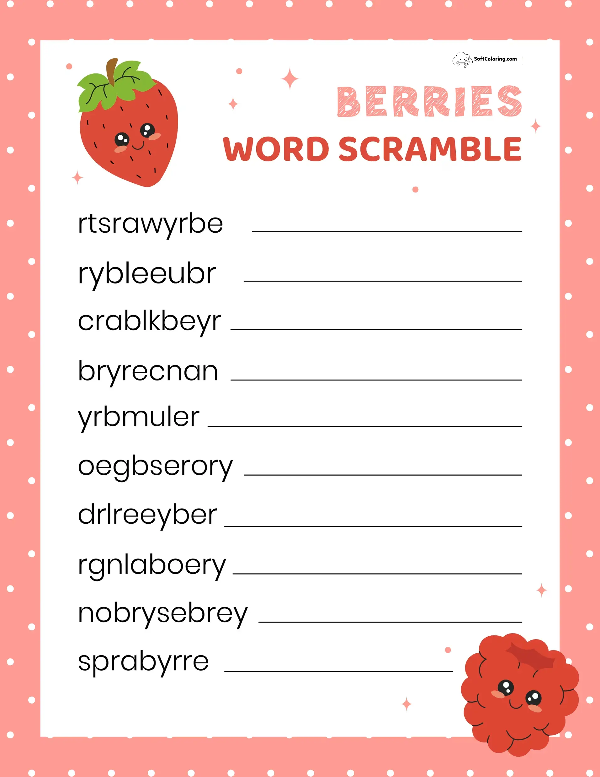 Berries Word Scramble