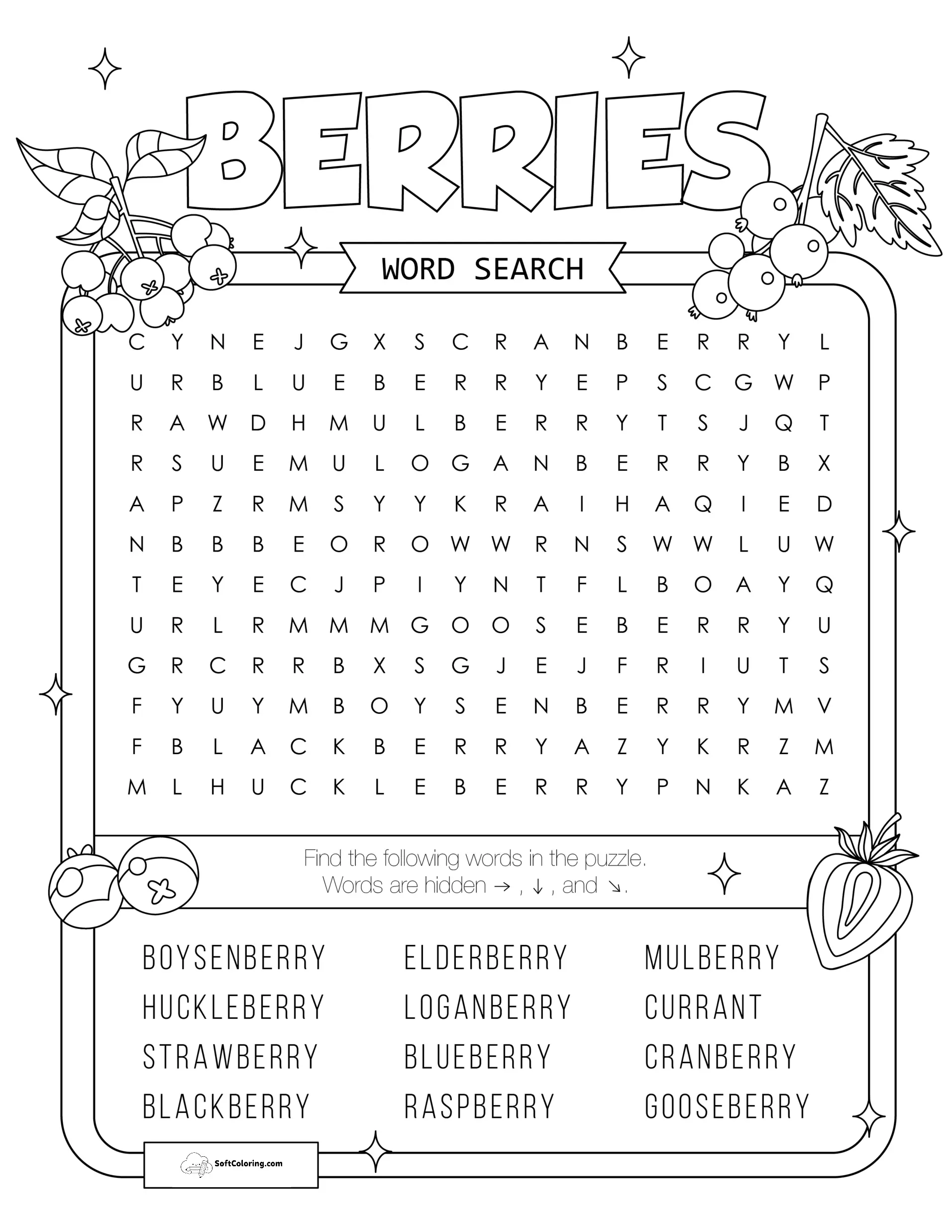 Berries Word Search Puzzle