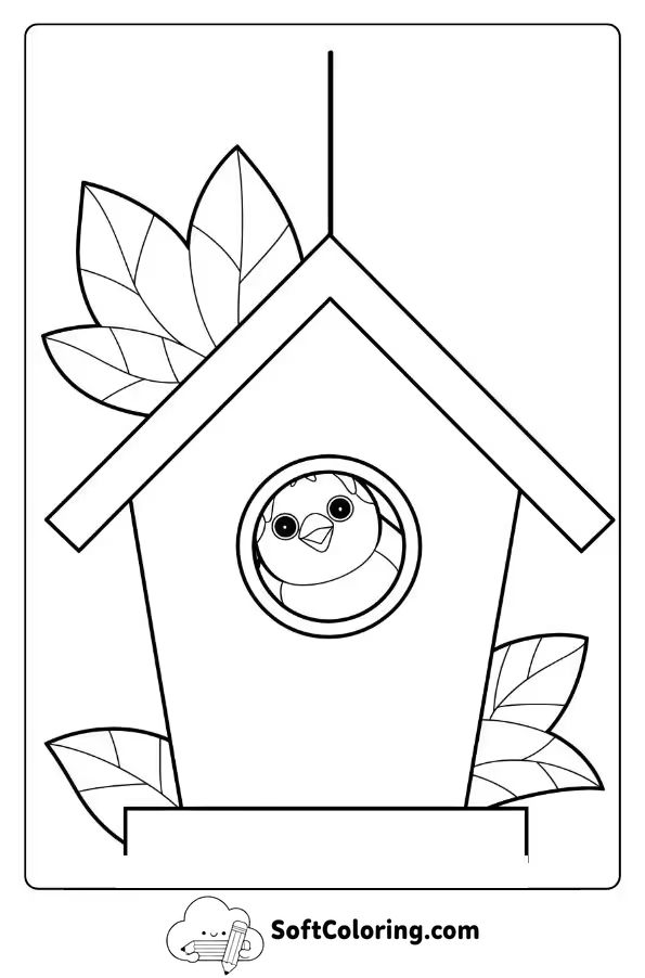 Bird Hiding in a Bird House