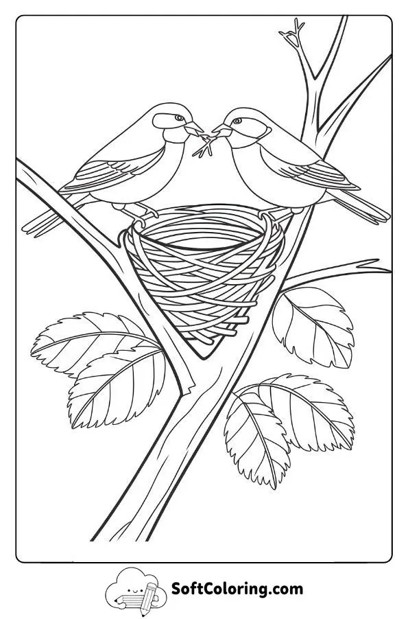 Birds Building A Nest Together