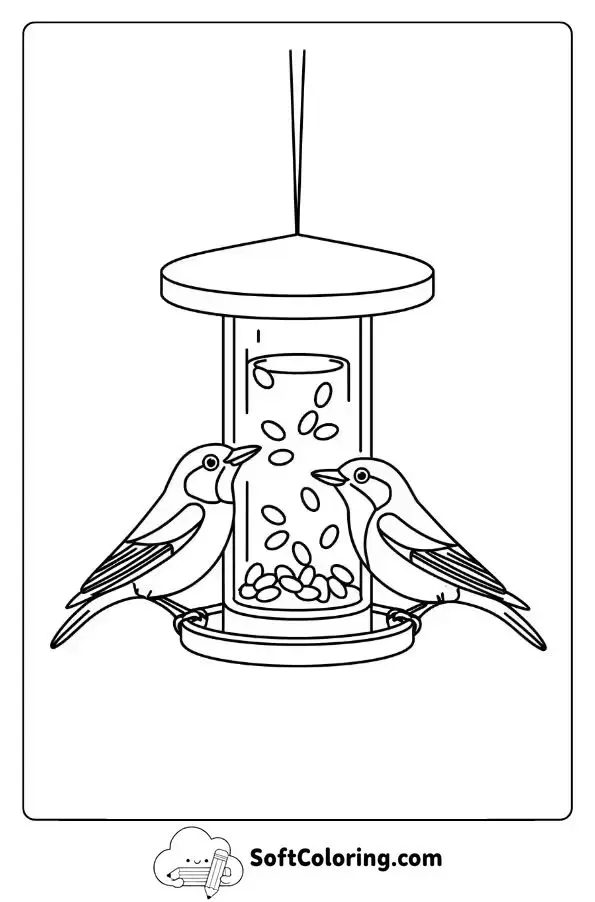 Birds Pecking At A Bird Feeder