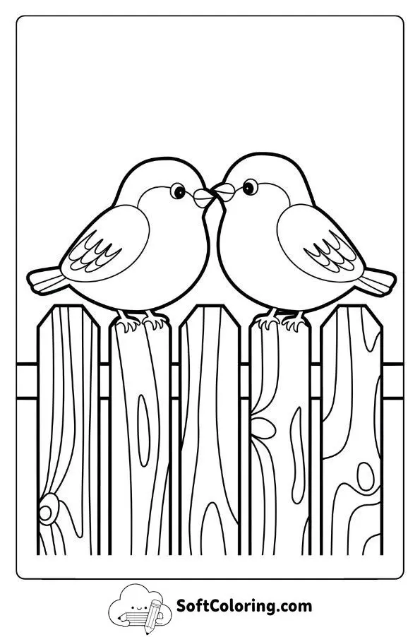 Birds Perched On A Wooden Fence