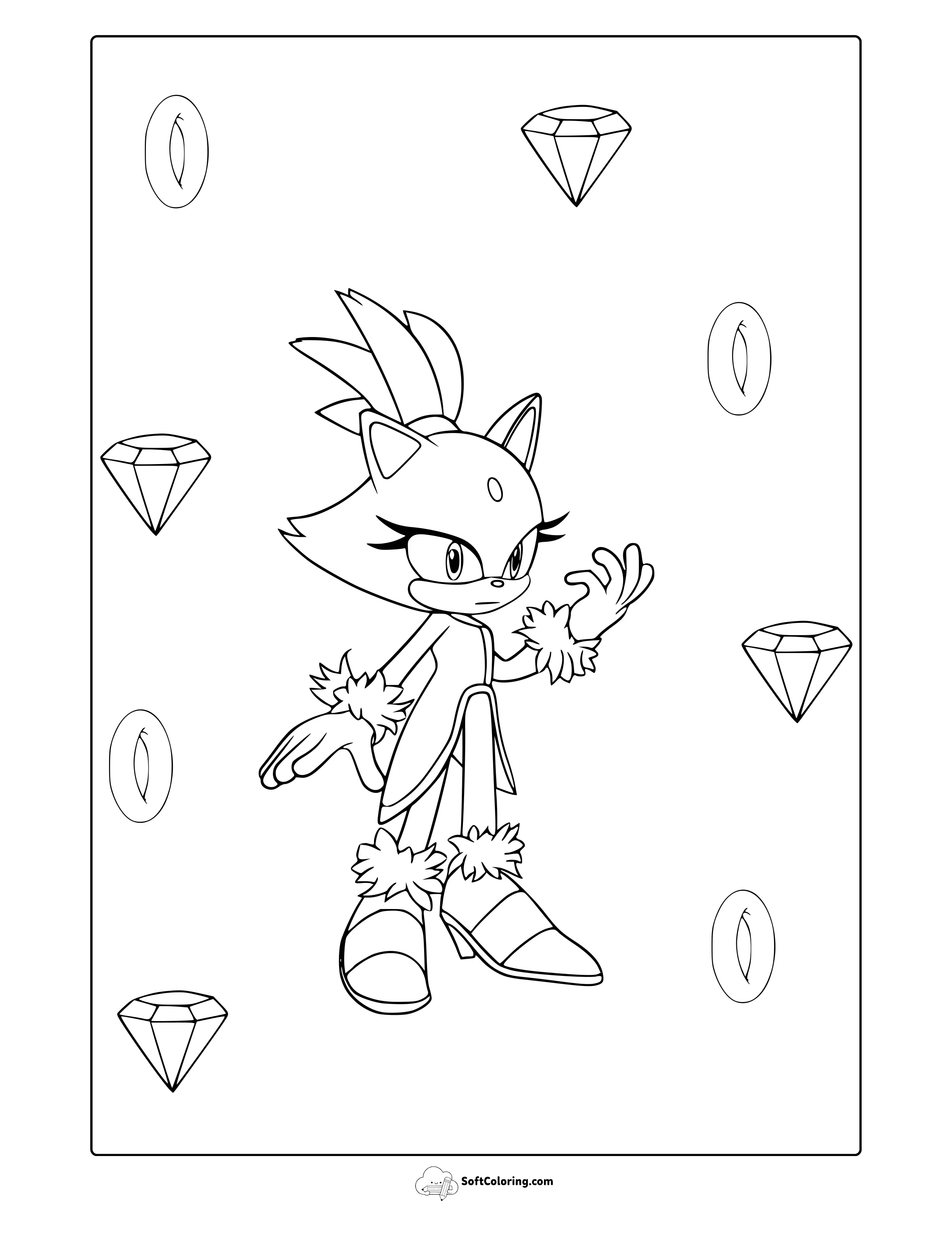 Blaze The Cat From Sonic Coloring Page
