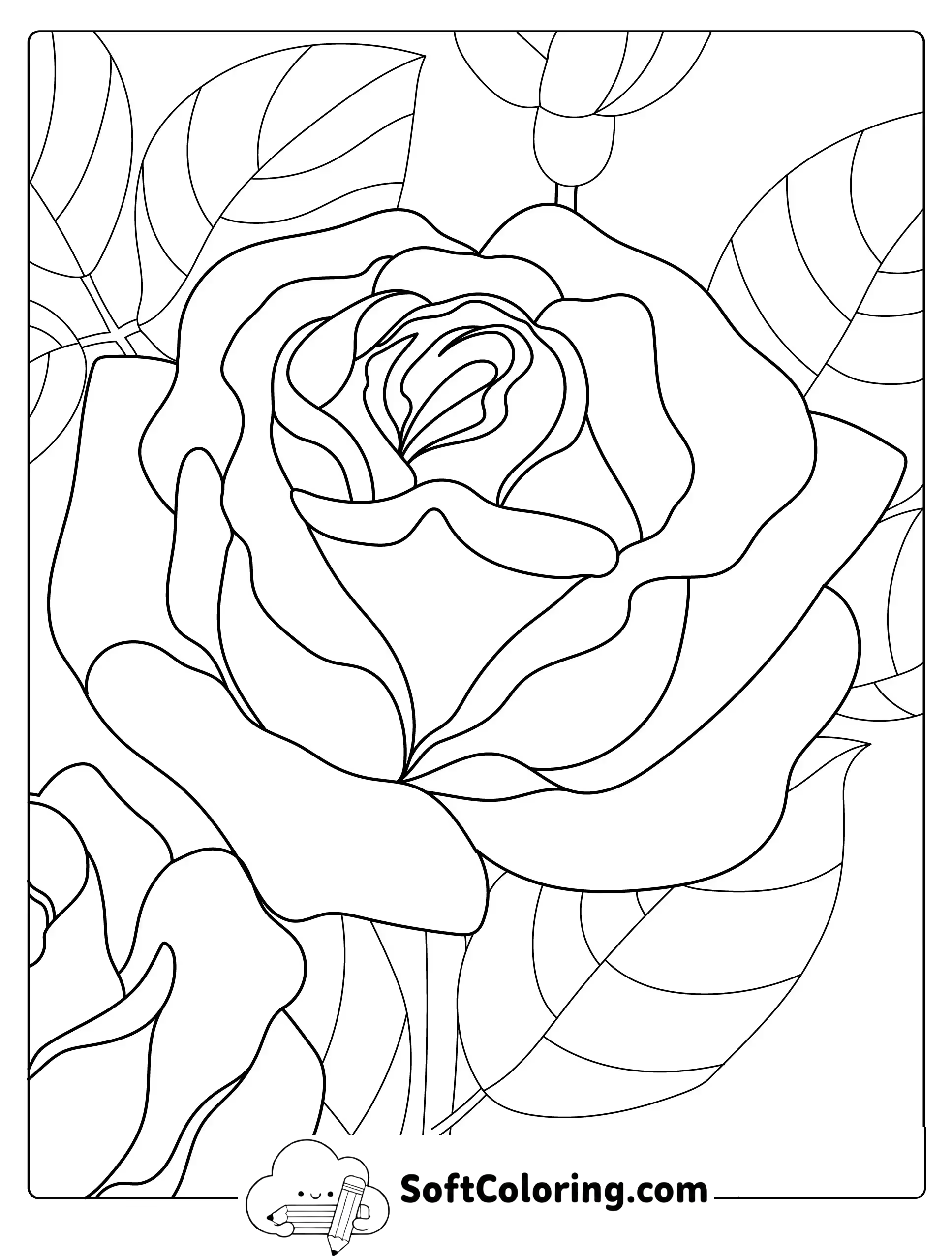 Blooming Rose Coloring Page