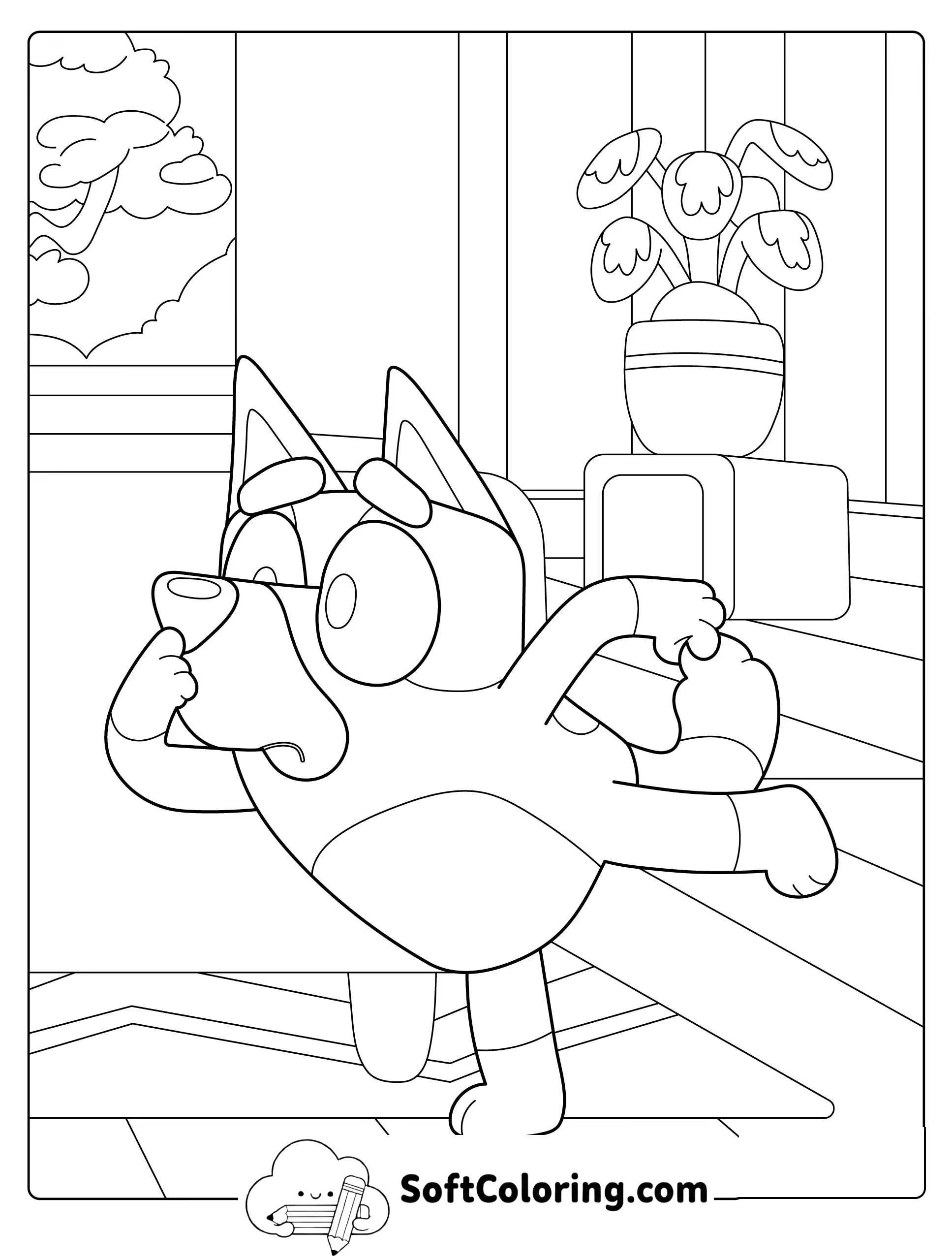 Bluey Balancing on One Paw