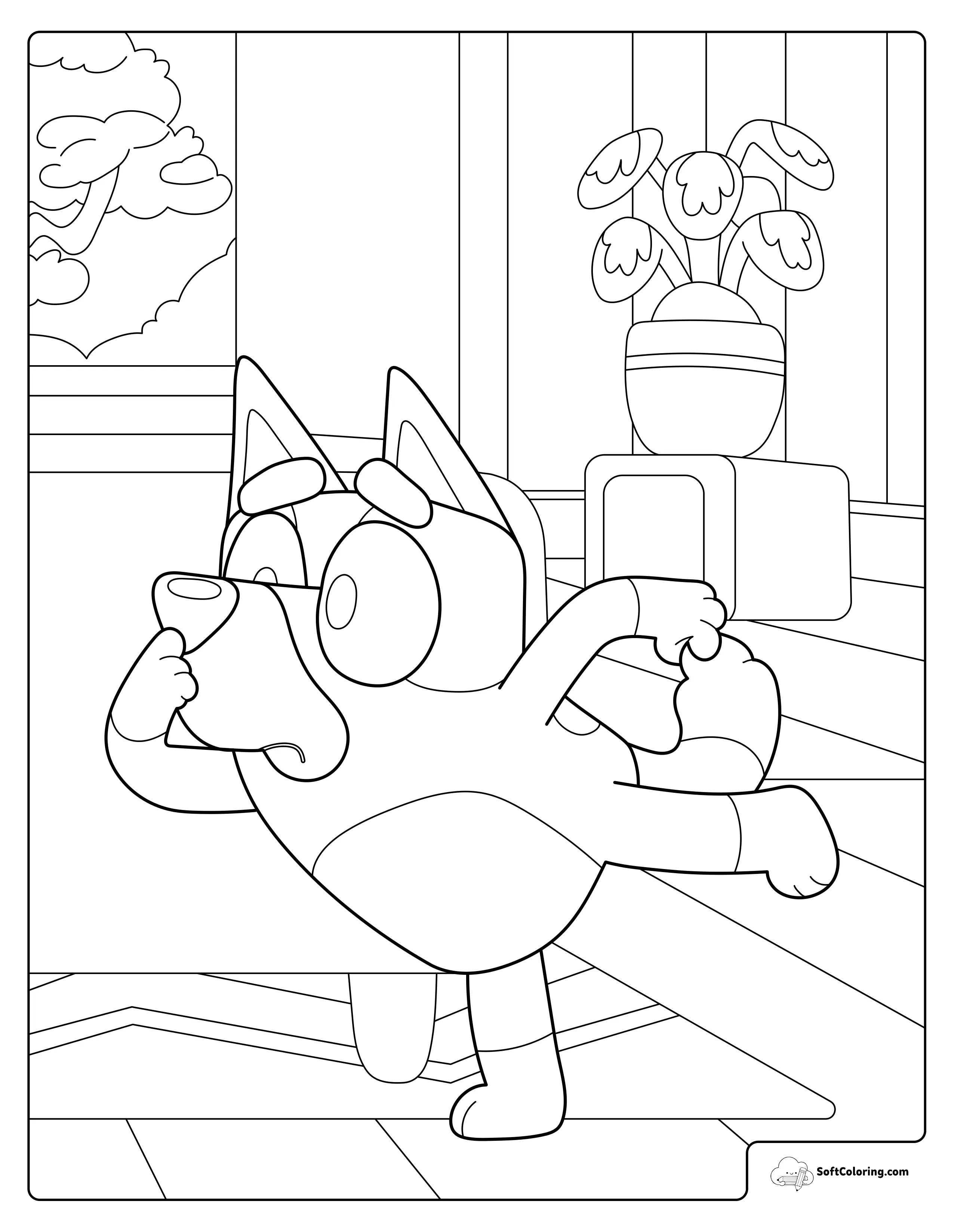 Bluey Balancing On One Paw