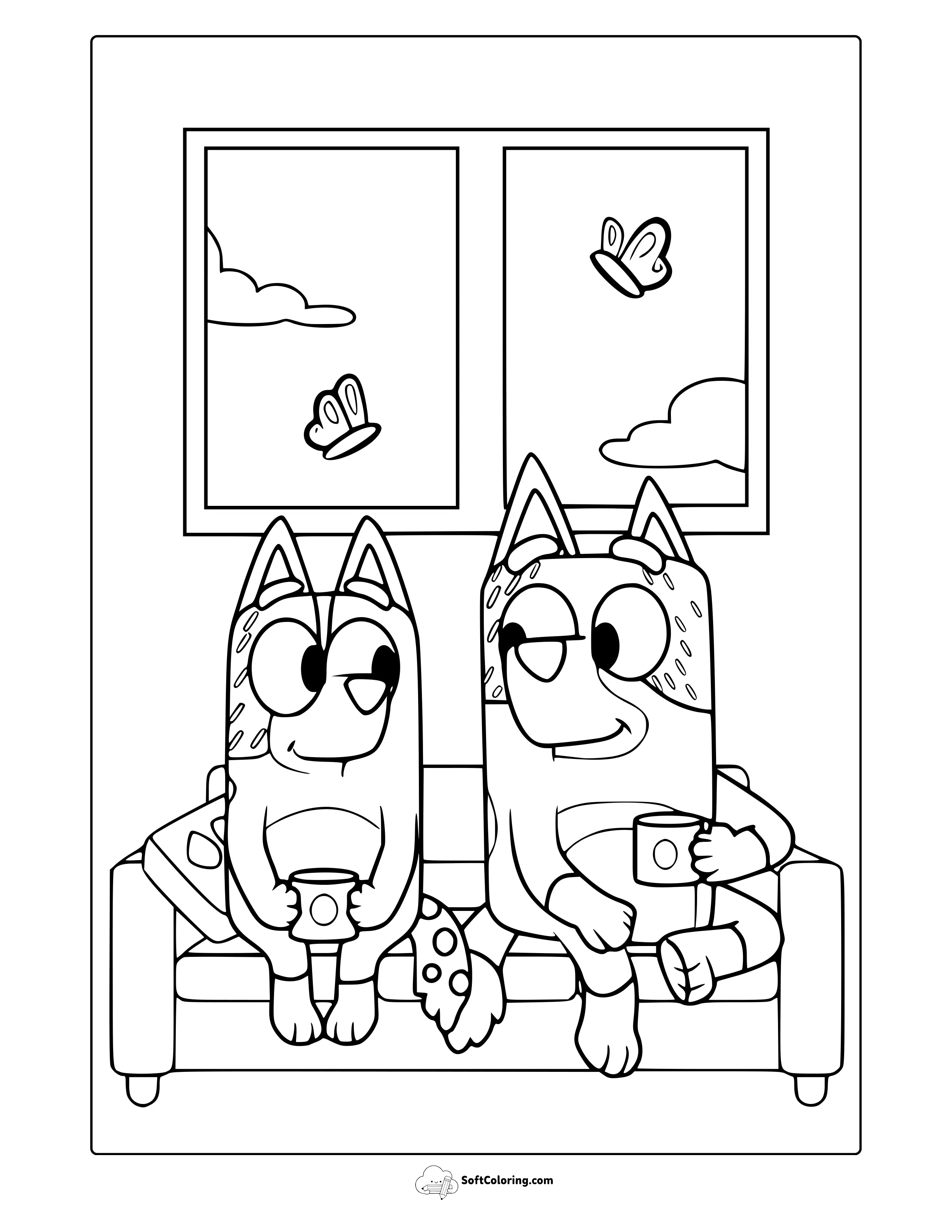Bluey Dad Bandit And Mum Chilli Coloring Page
