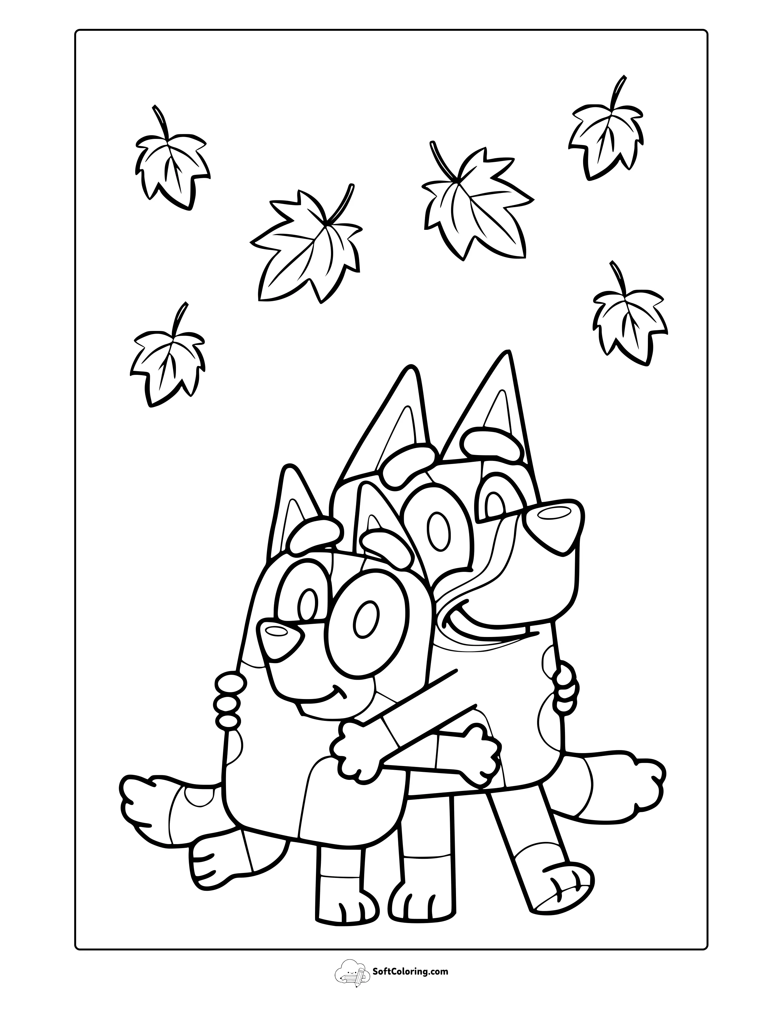 Bluey Fall Coloring Page