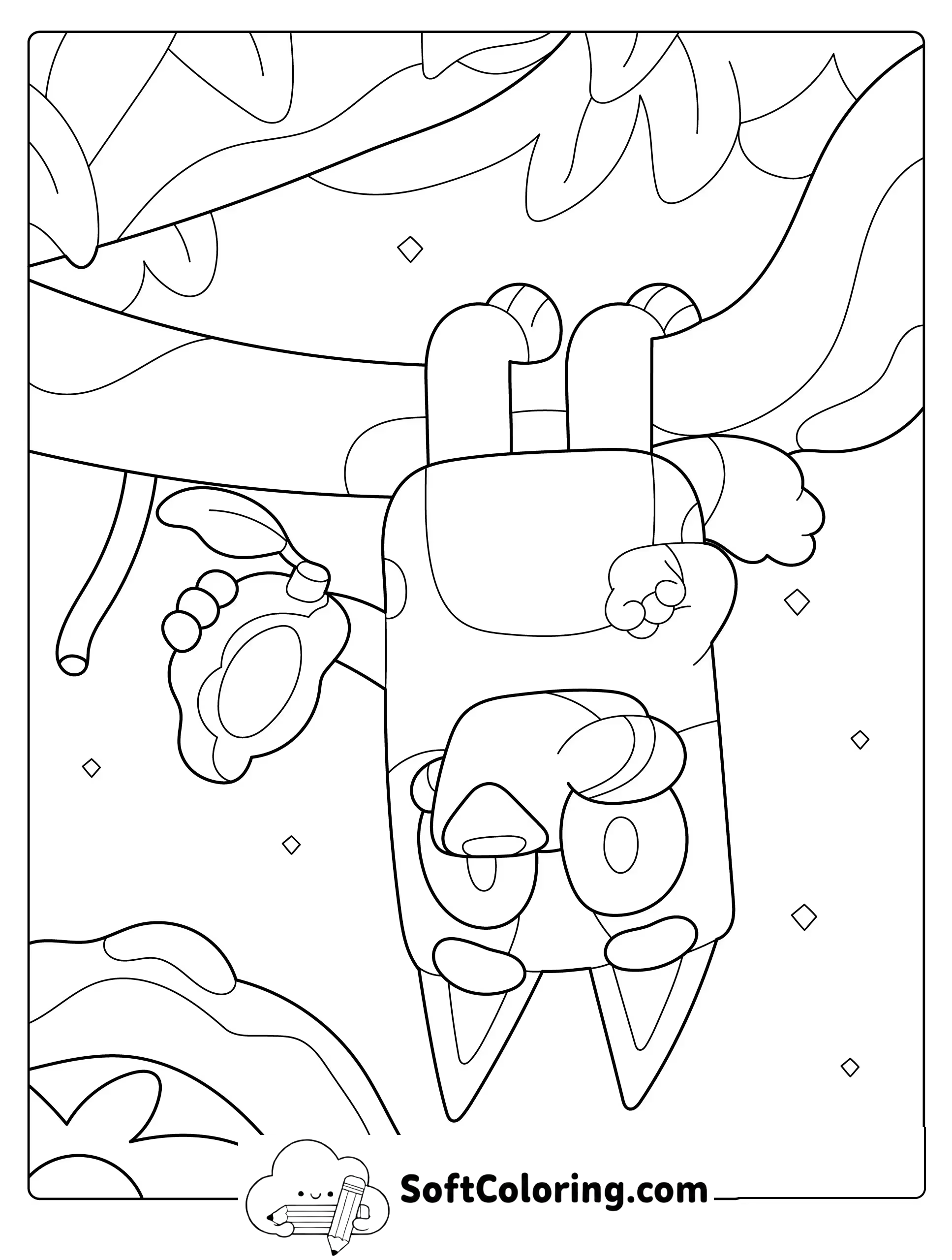 Bluey Hanging from a Tree Branch