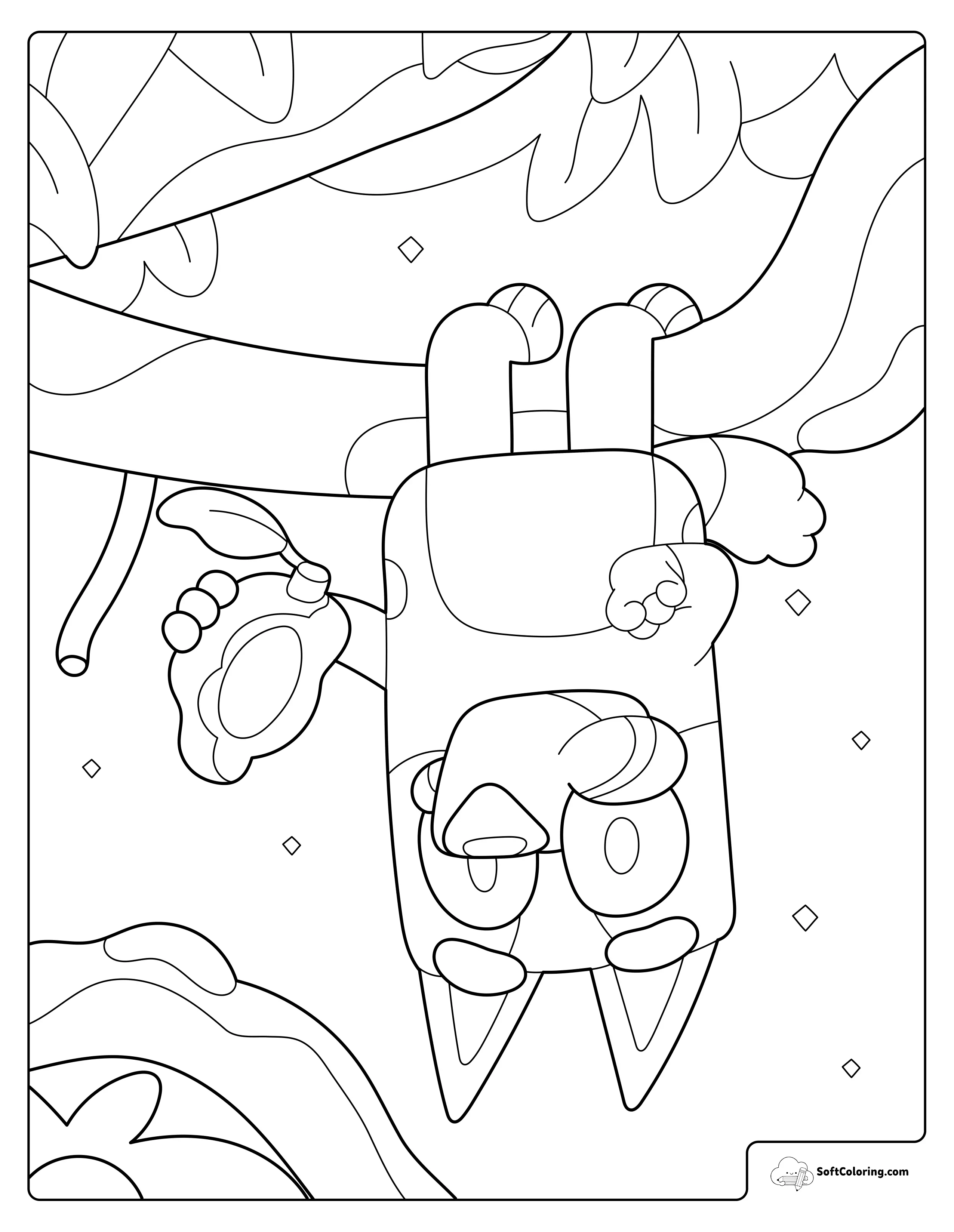 Bluey Hanging From A Tree Branch