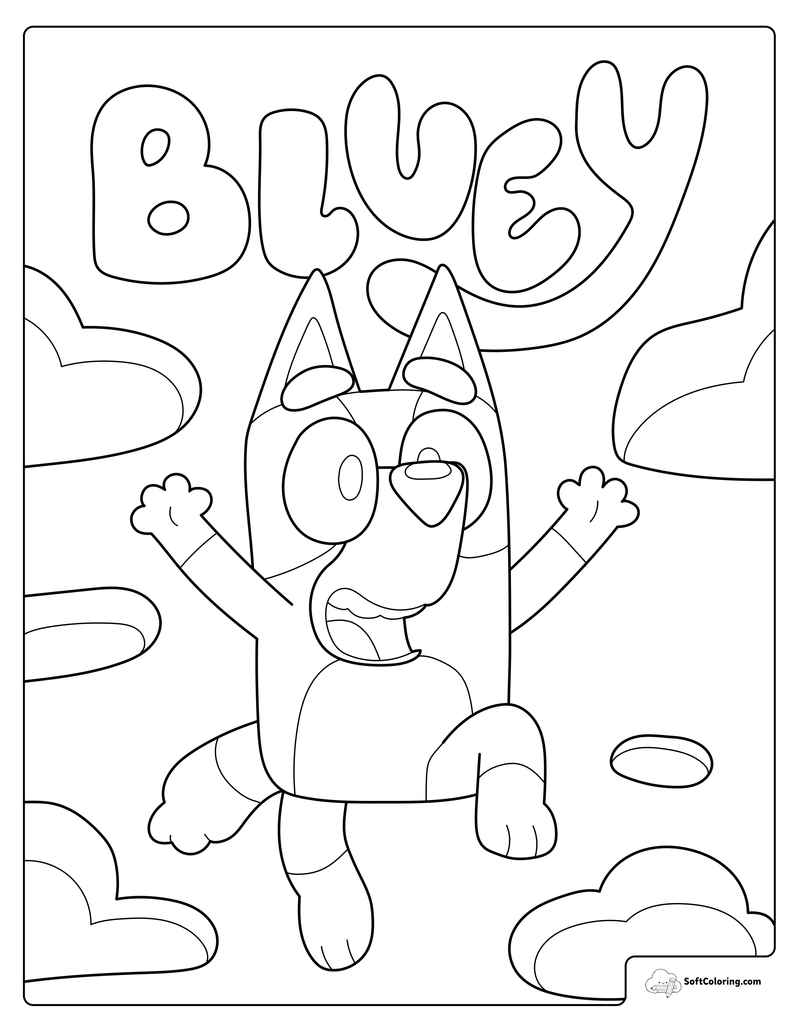 Bluey Jumping Among The Clouds