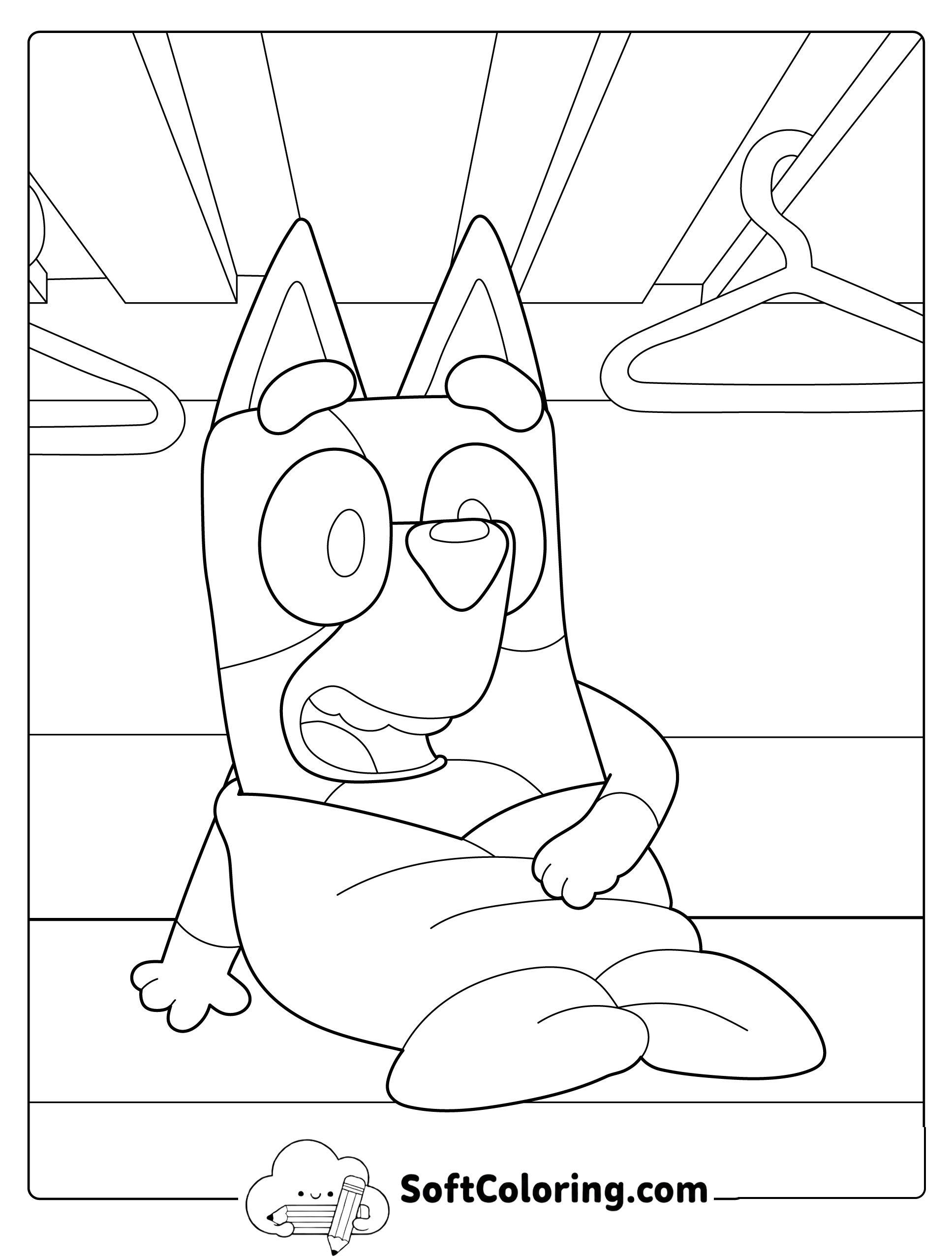 Bluey Sitting Wrapped in a Blanket