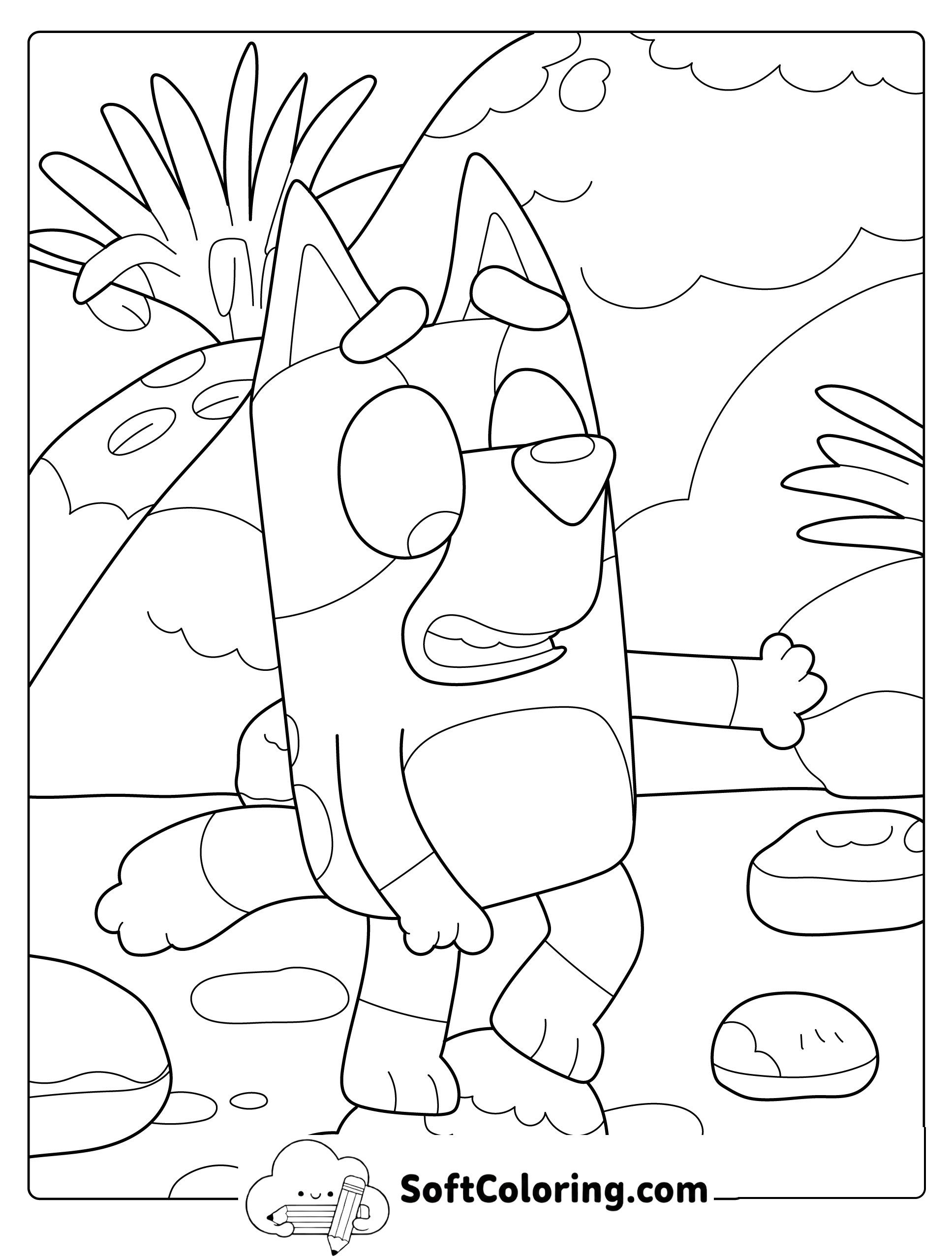 Bluey Stepping on a Stone Path