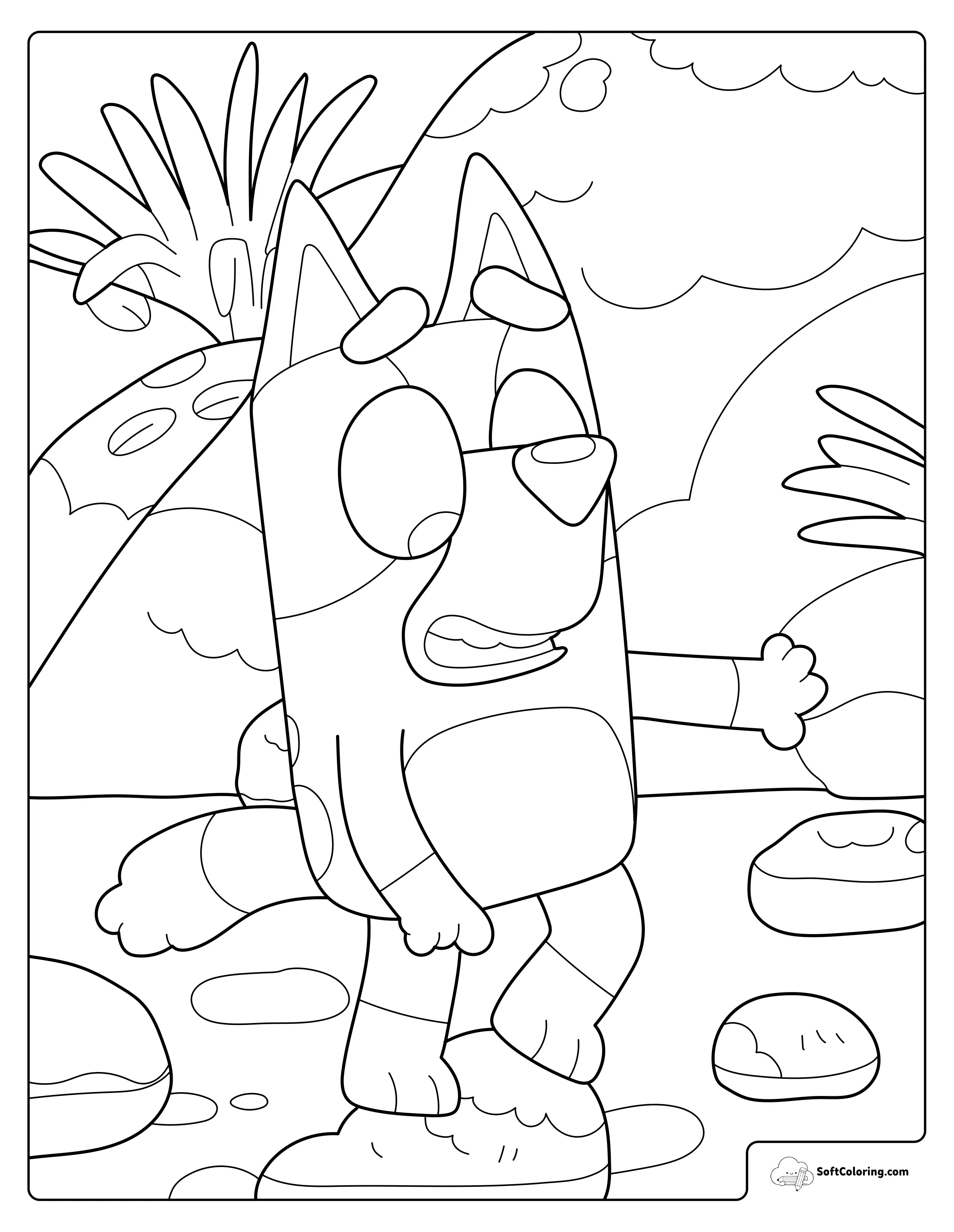 Bluey Stepping On A Stone Path