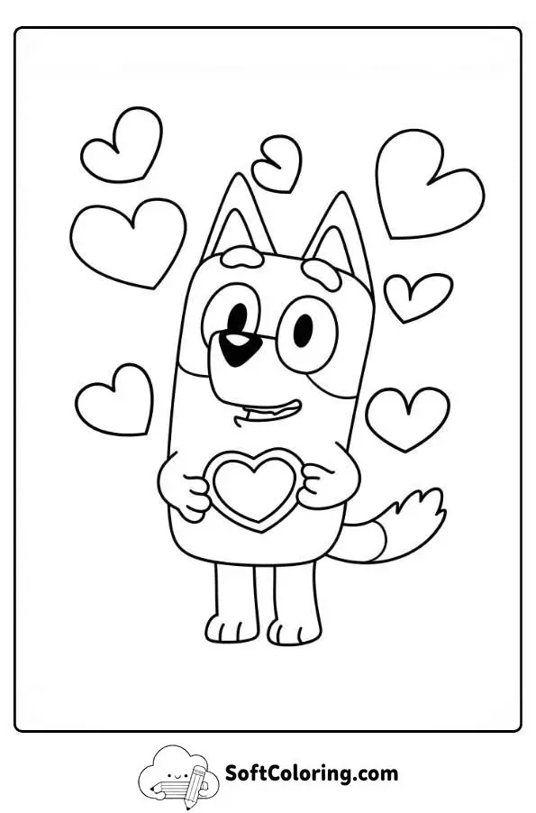 Bluey Valentines Coloring Page