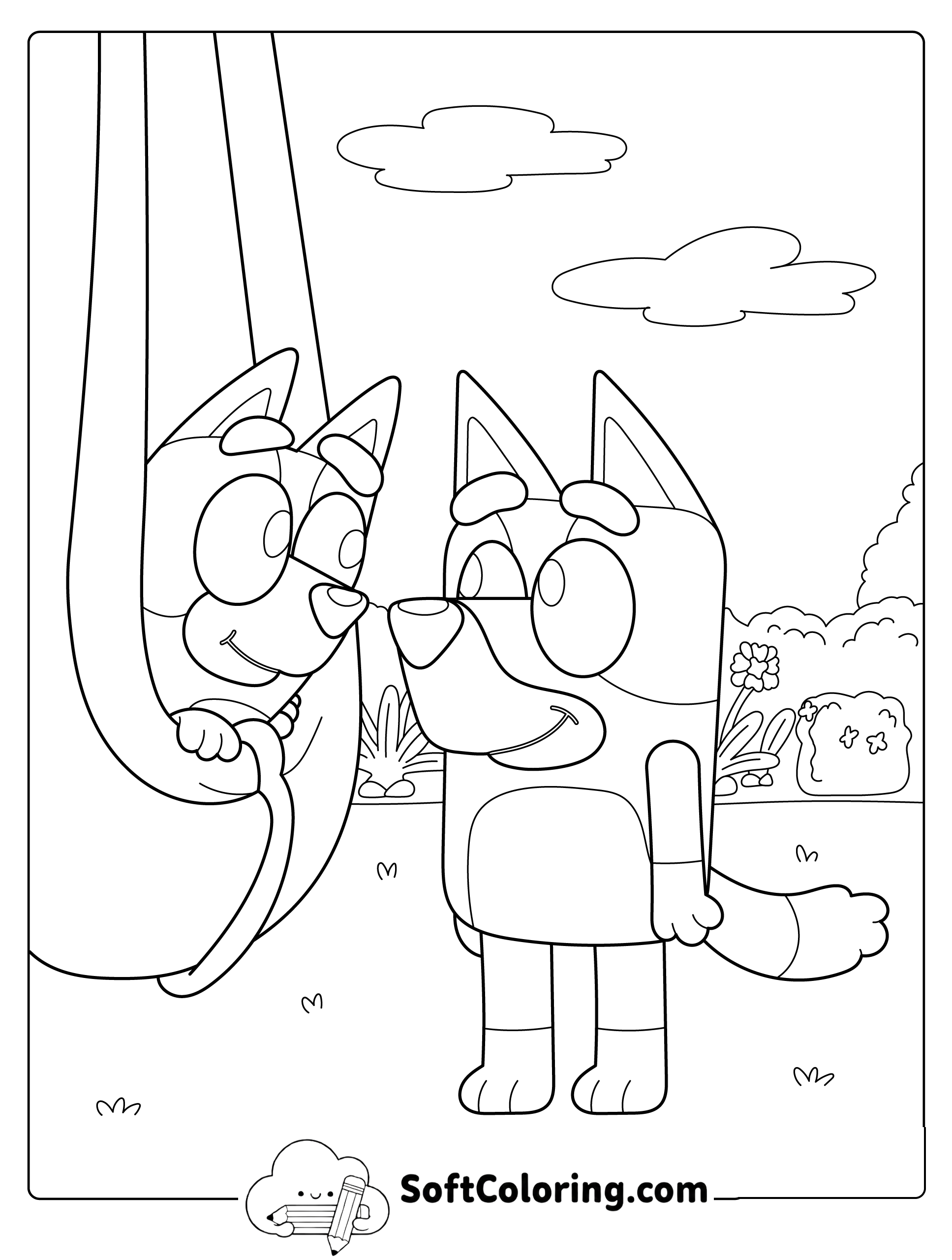 Bluey and Bingo Relaxing in a Hammock