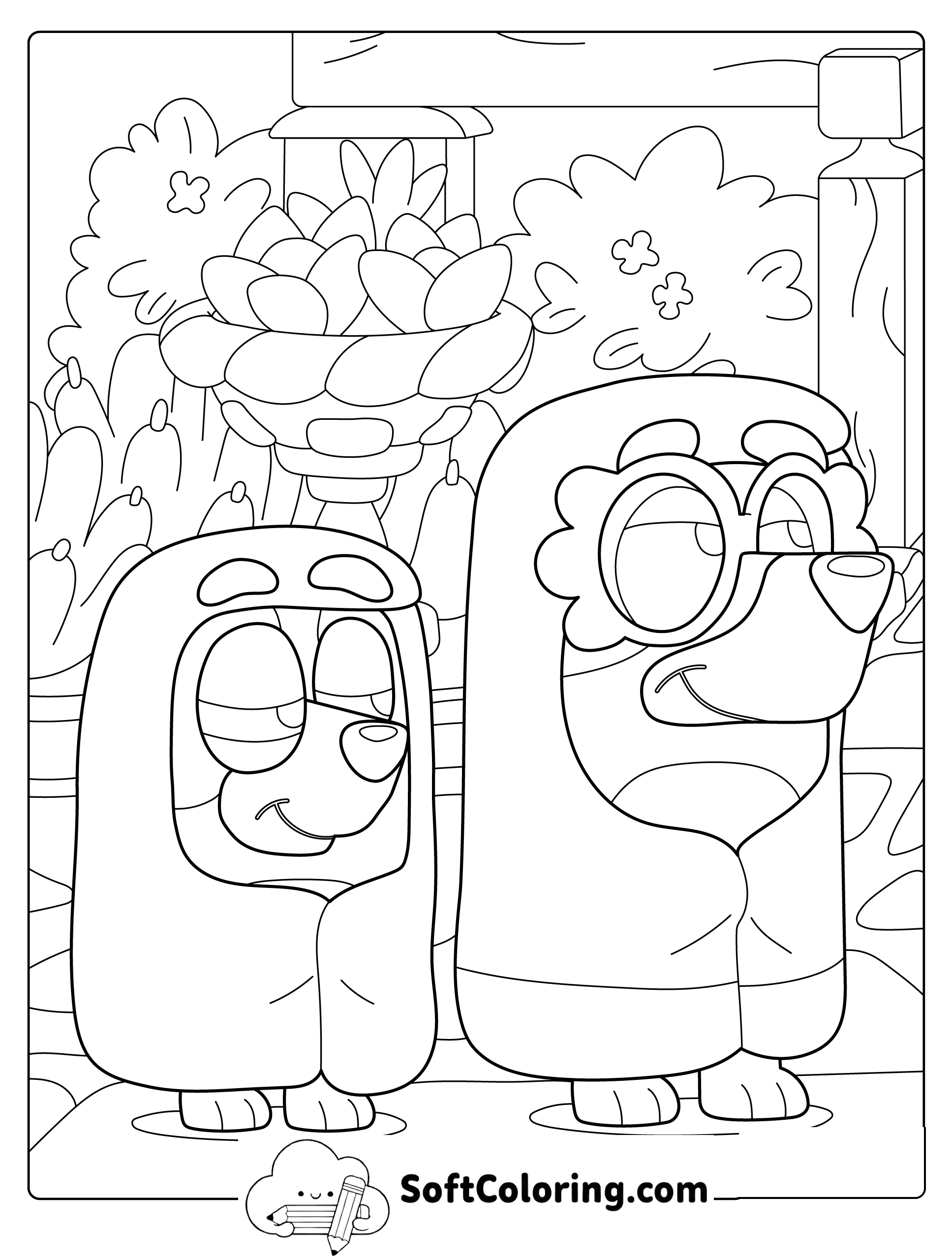 Bluey and Bingo Wrapped in Blankets