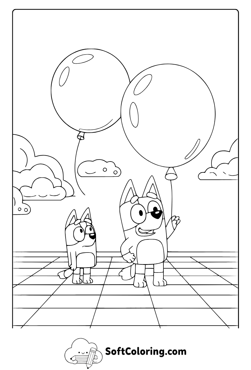 Bluey and Bingo Coloring Page