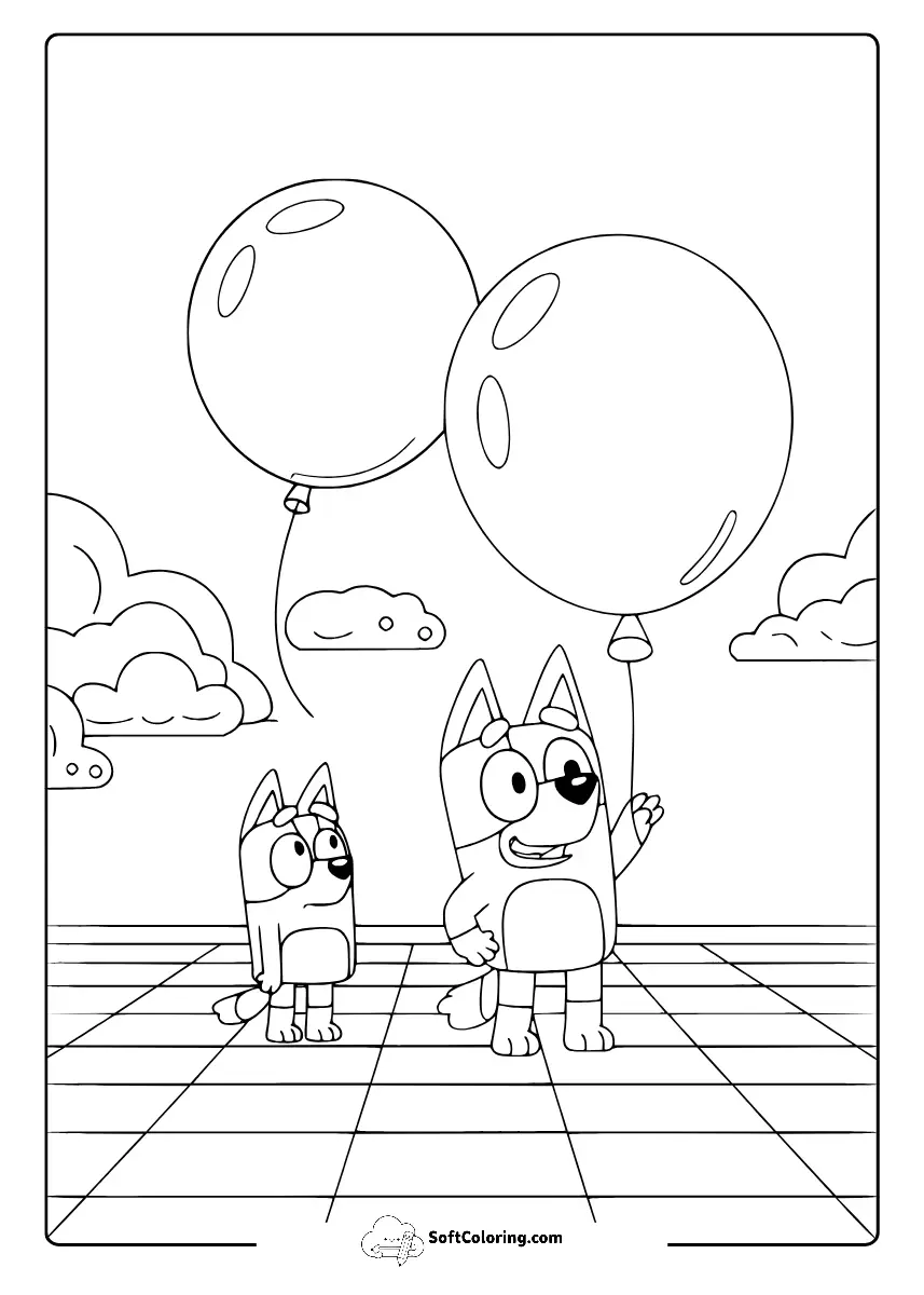 Bluey And Bingo Coloring Page