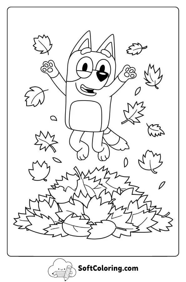 Bluey’s Jumping In Autumn Leaves