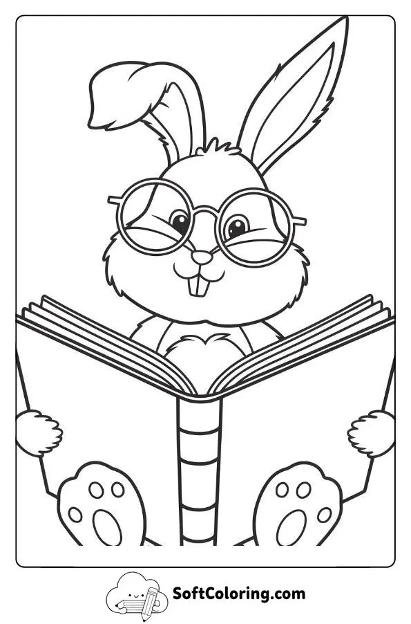 Bookworm Bunny With Tiny Round Glasses