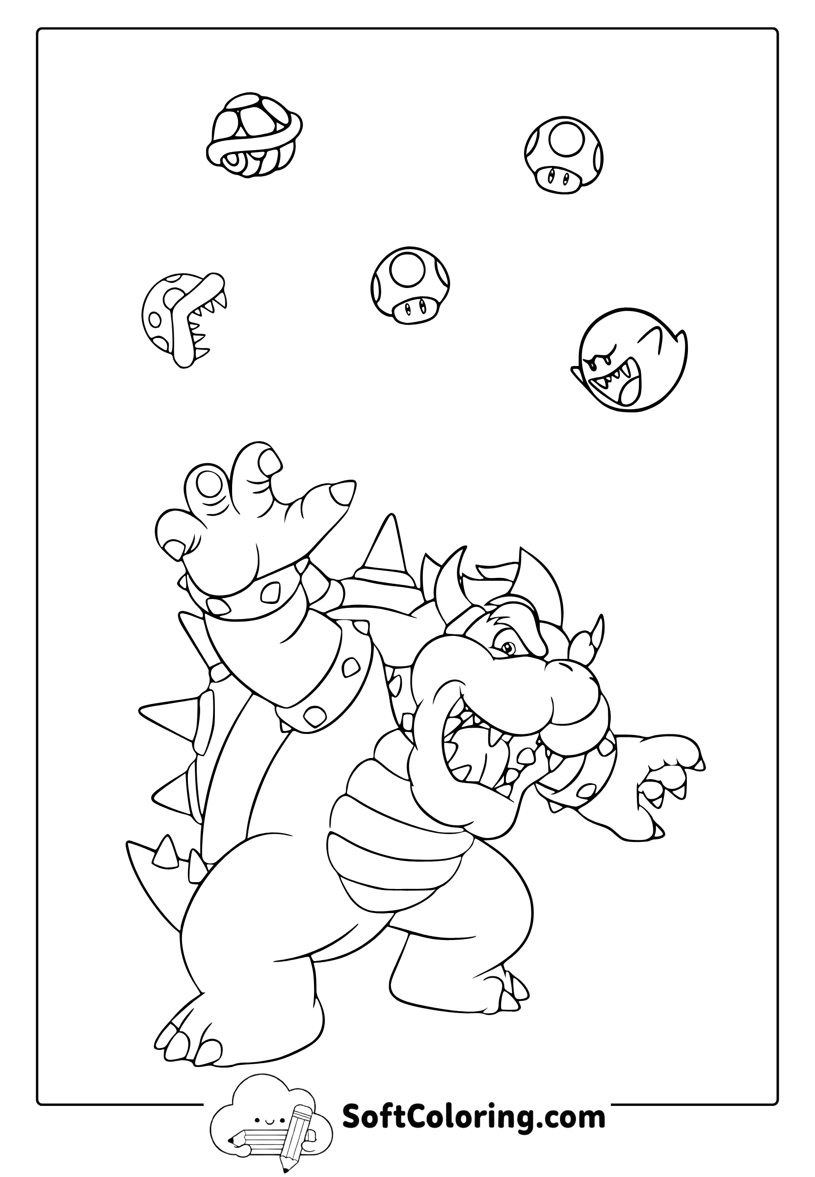 Bowser From Super Mario Coloring Page