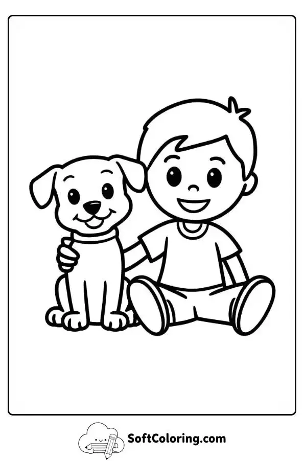 Boy With His Dog Best Friend