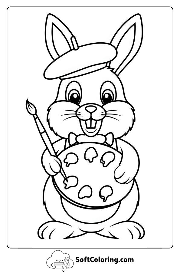 Bunny Artist Mixing Rainbow Colors