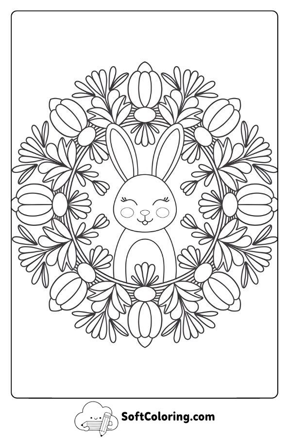 Bunny Mandala with Spring Flowers