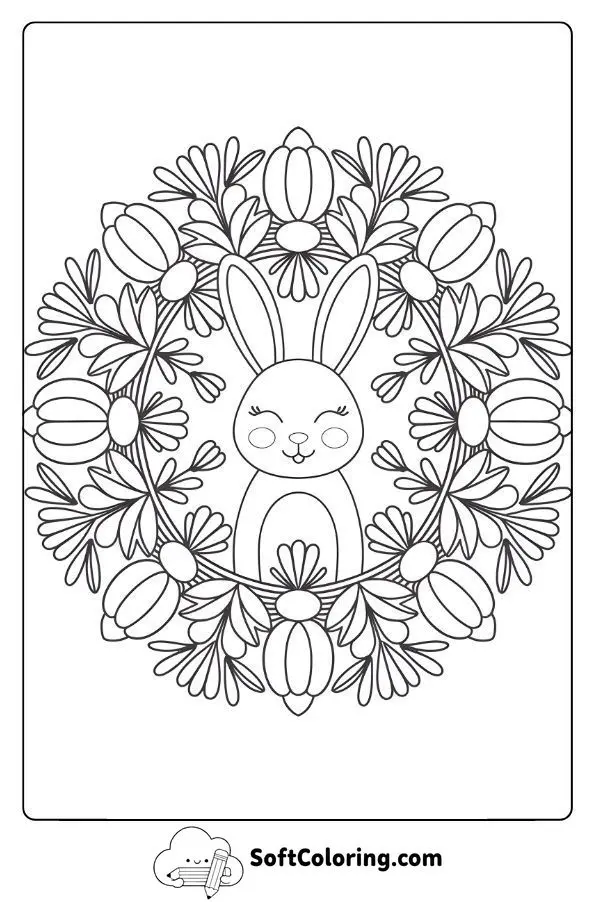 Bunny Mandala With Spring Flowers
