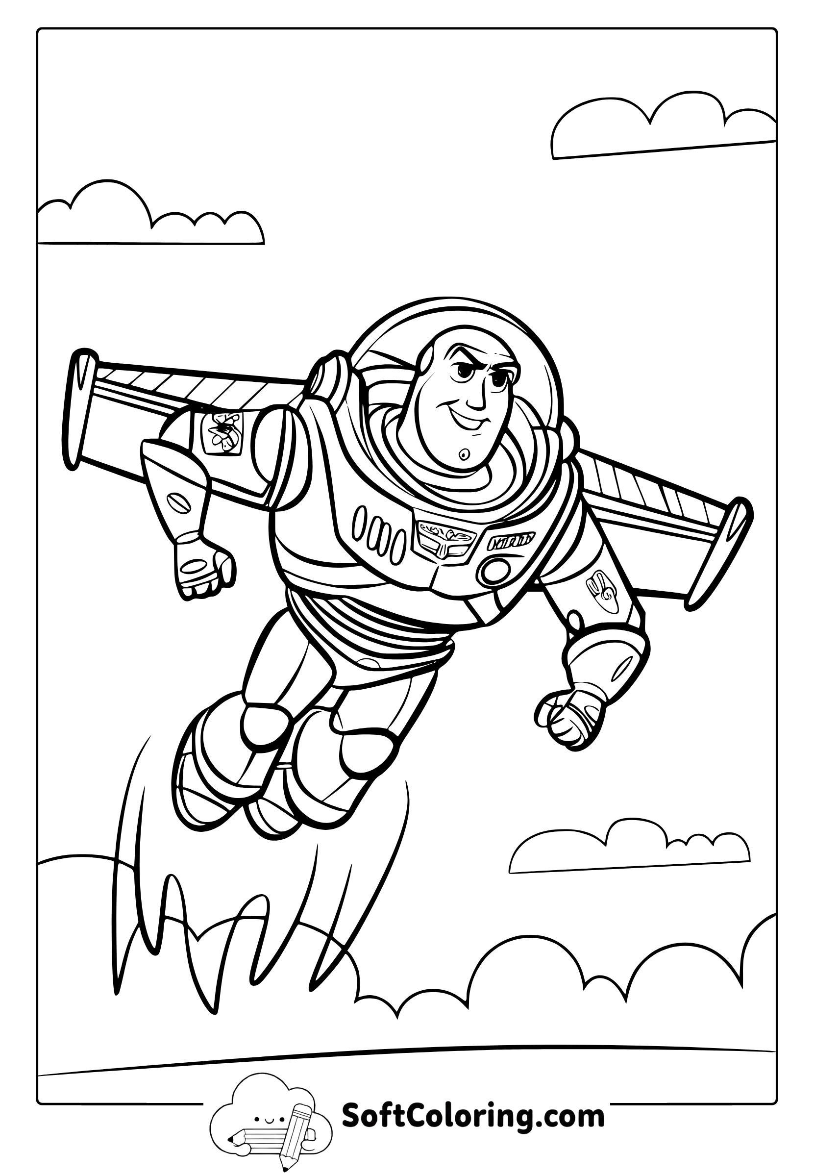 Buzz flying with confidence coloring page