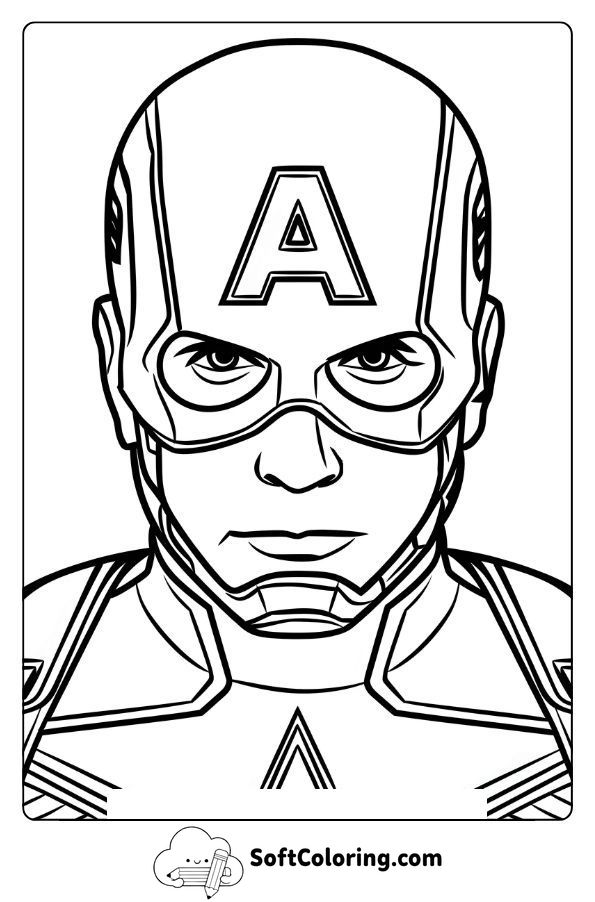 Captain America Face Coloring Page