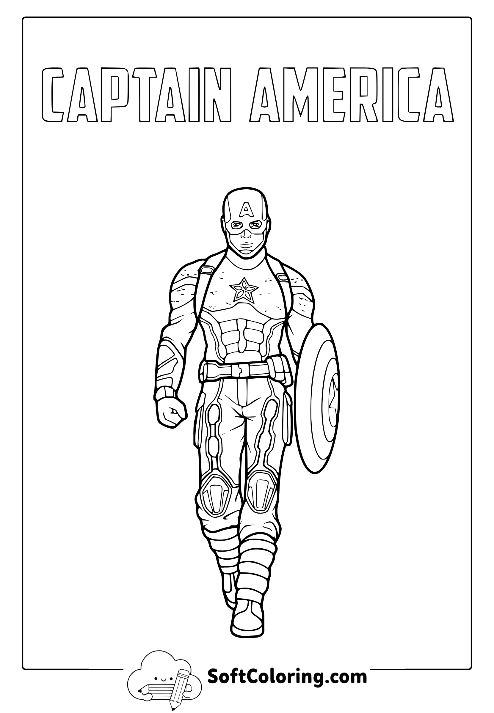Captain America Iconic Pose Coloring Page