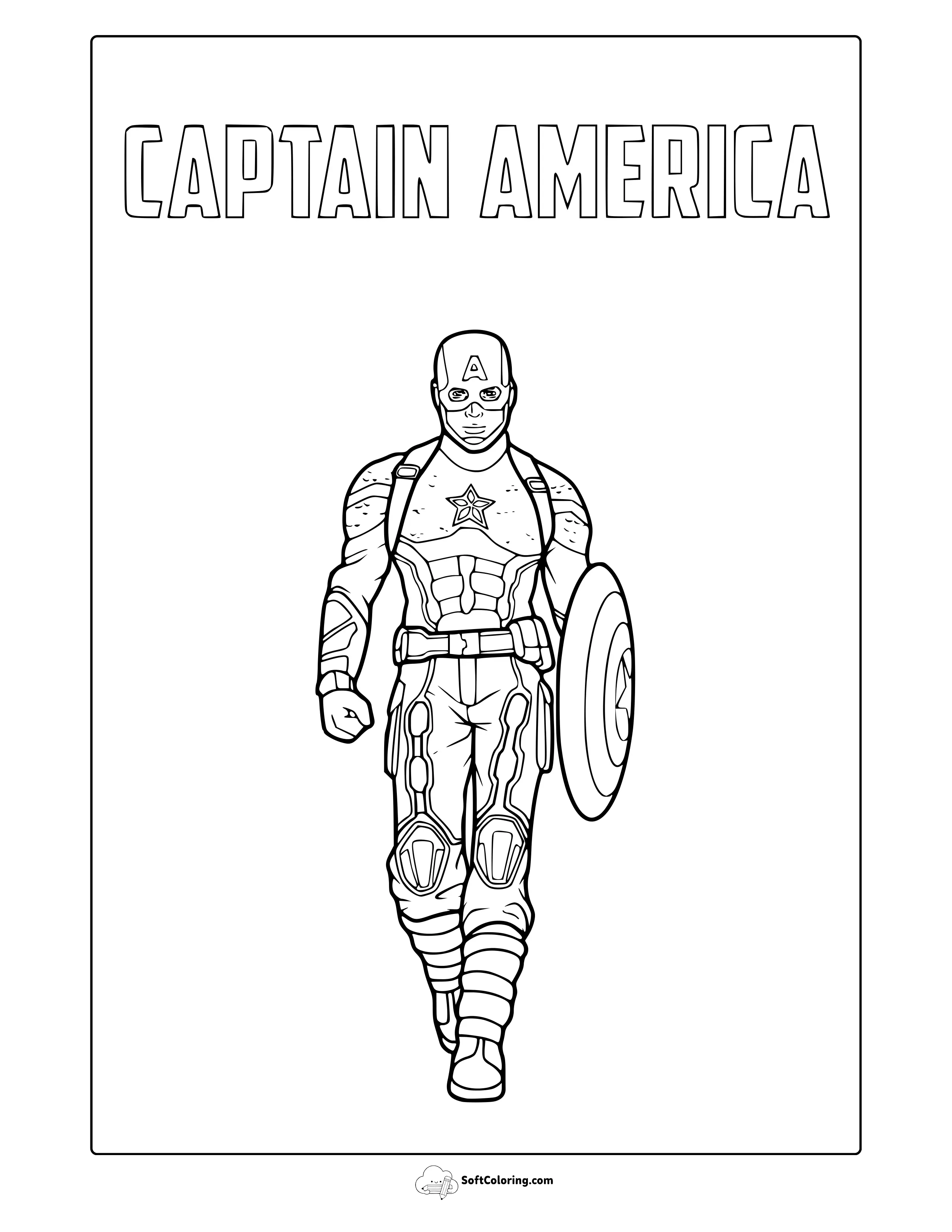 Captain America Iconic Pose Coloring Page