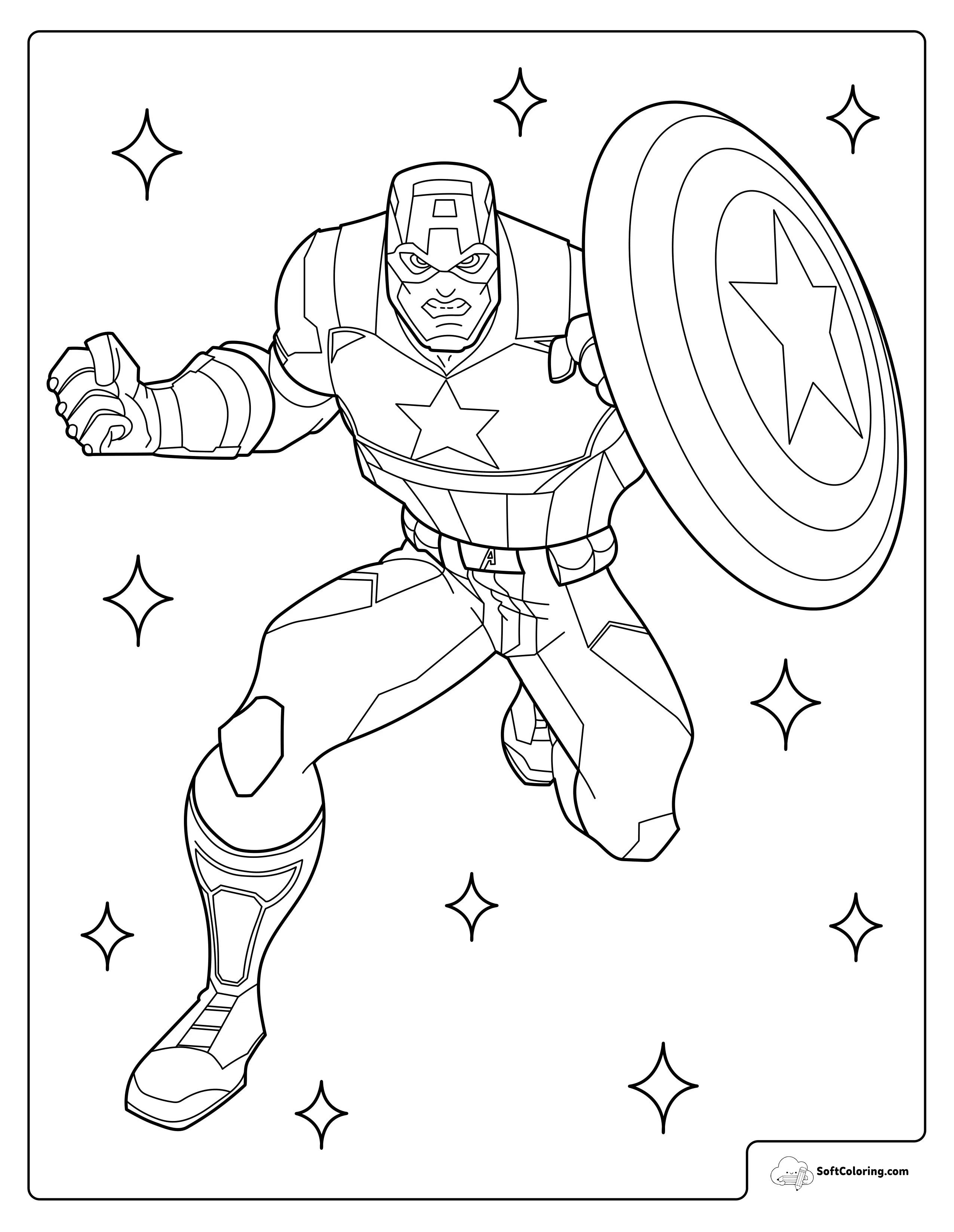 Captain America Ready For Battle Coloring Page