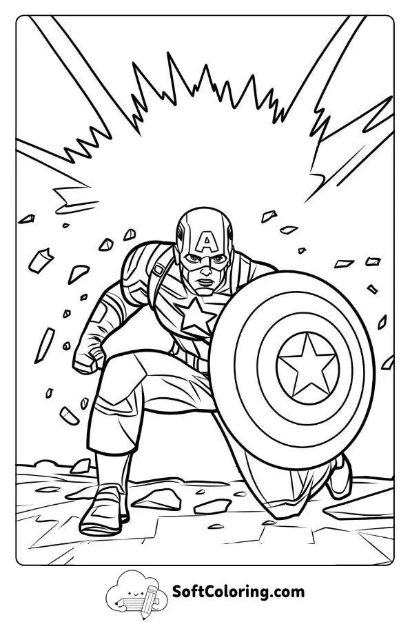 Captain America In An Explosive Battle