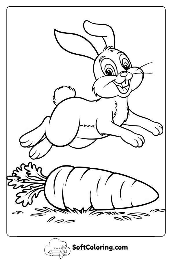 Cartoon Bunny Jumping Over a Carrot