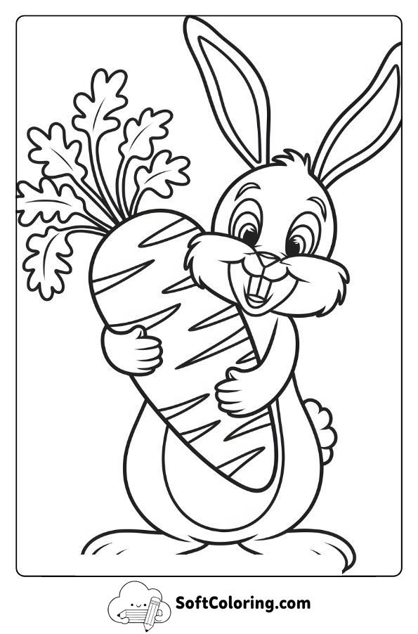 Cartoon Bunny with a Giant Carrot