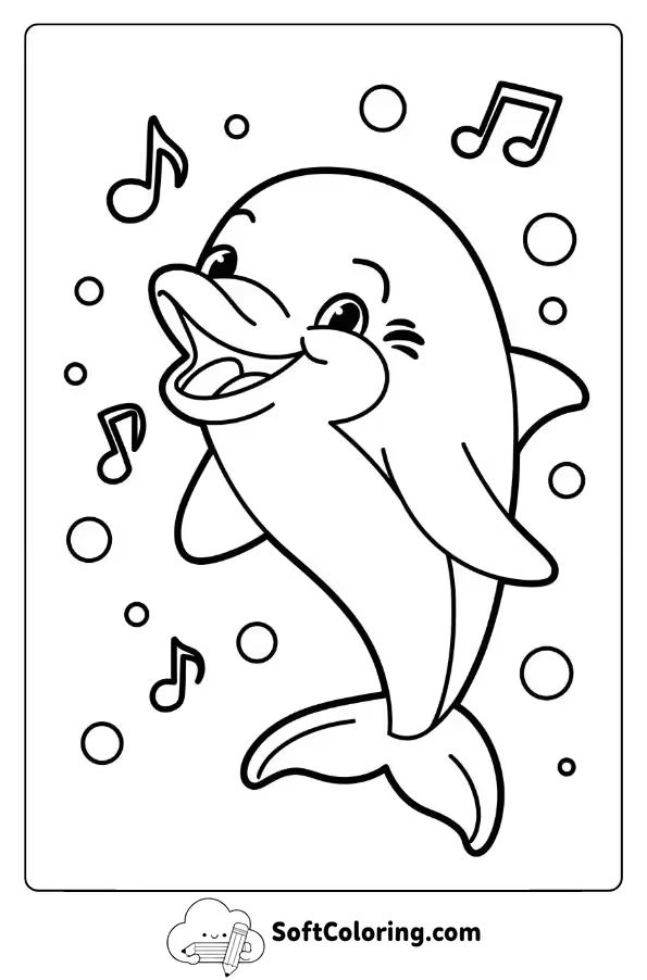 Cartoon Dolphin Singing Underwater