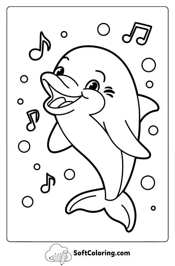 Cartoon Dolphin Singing Underwater