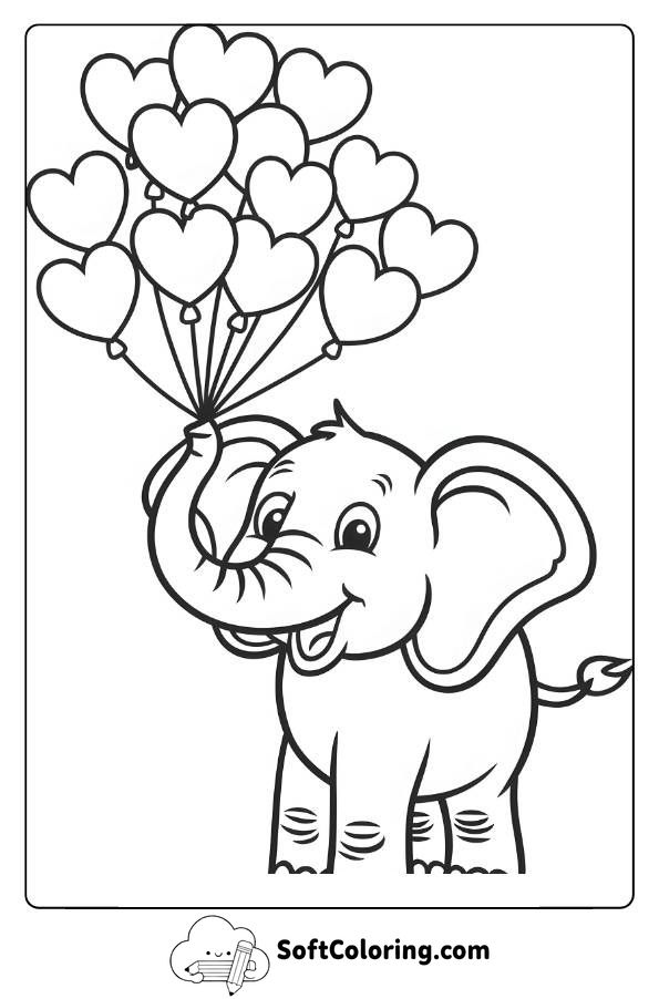 Cartoon Elephant With Balloons