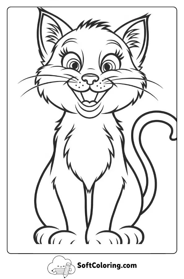 Cartoon Kitten with a Big Happy Smile