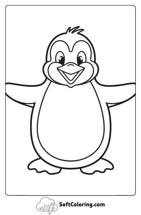 Cartoon Penguin with a Big Smile