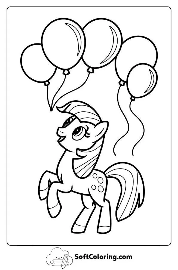 Cartoon Pony Playing With Balloons