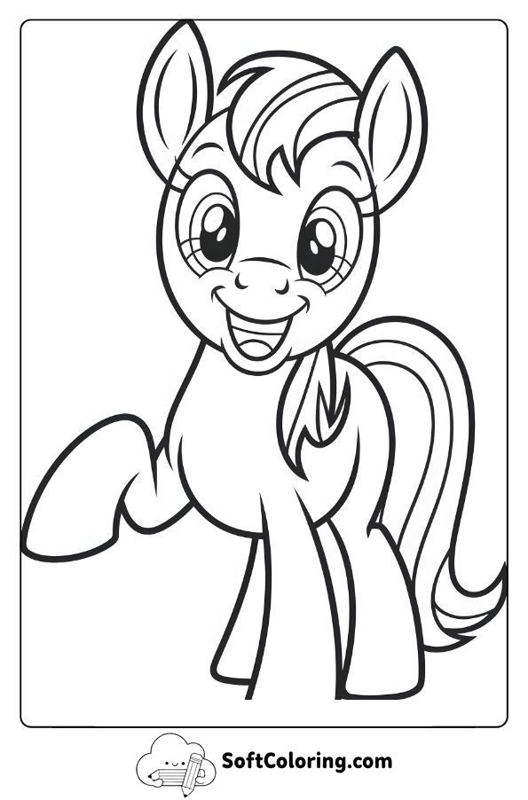 Cartoon Pony Smiling with Big Eyes