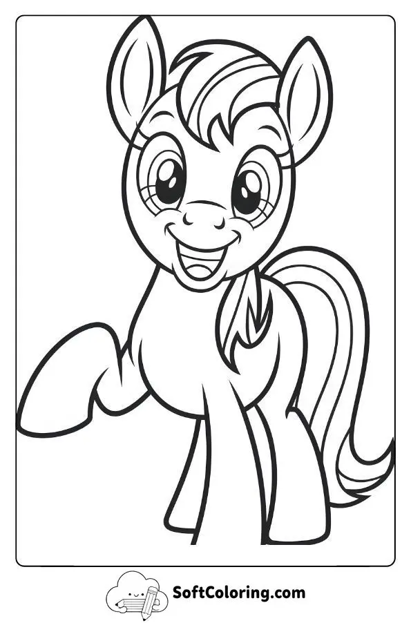 Cartoon Pony Smiling With Big Eyes