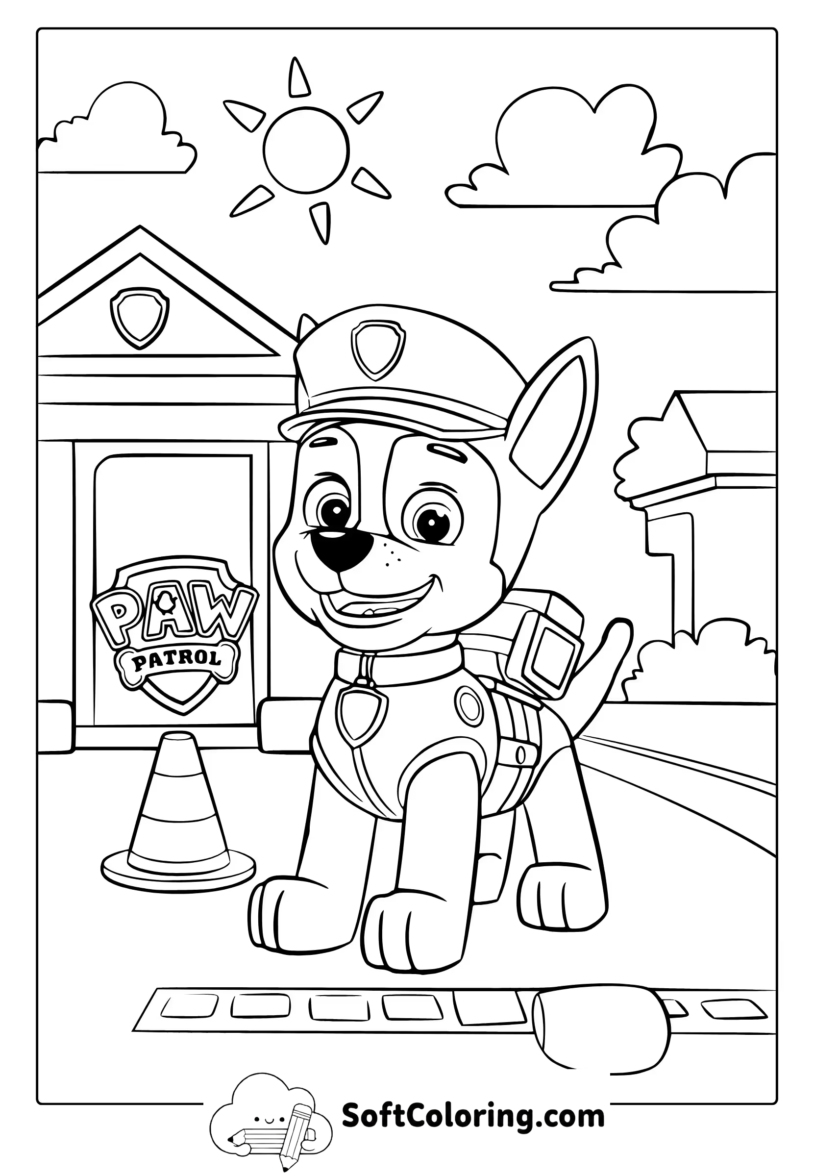 Chase From Paw Patrol Coloring Page