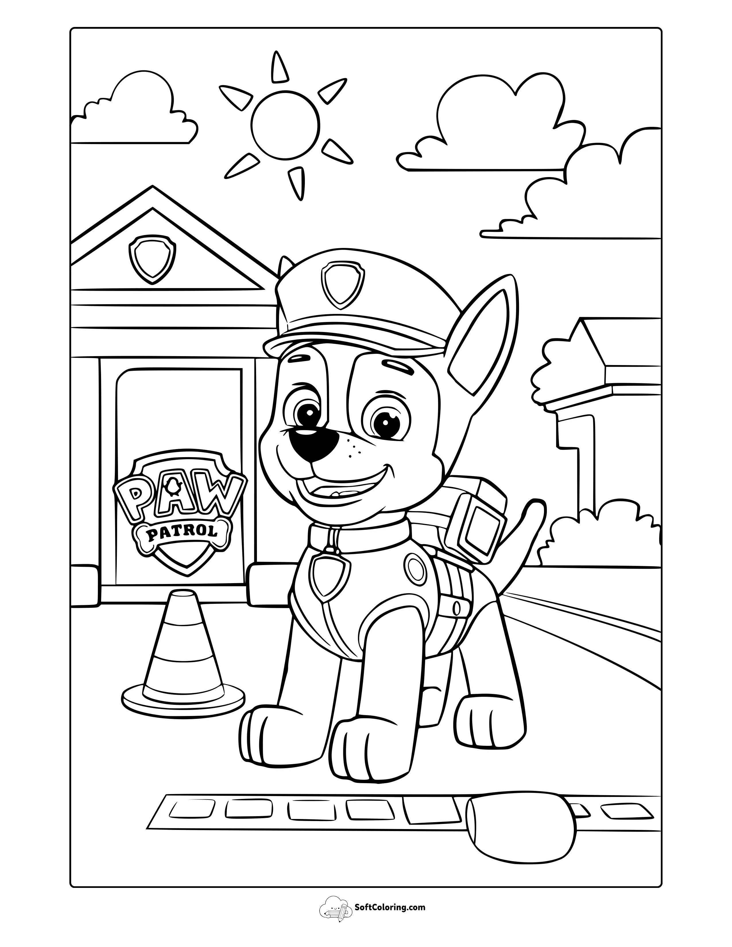 Chase From Paw Patrol Coloring Page