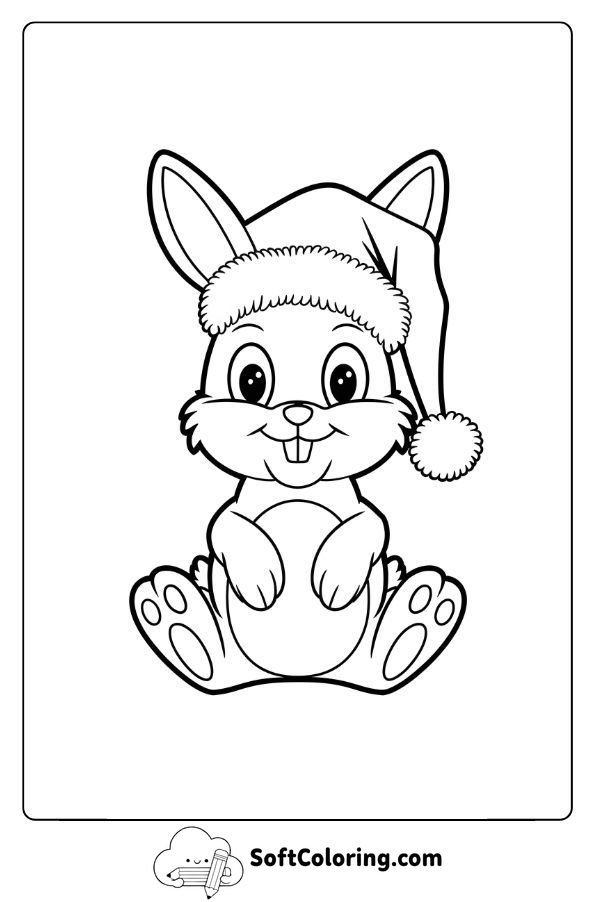 Christmas Bunny with a Festive Hat